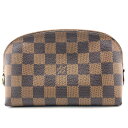 【中古】LOUIS VUITTON（ルイ・ヴィトン）　N47516　ポシェット・コスメティックPM　ダミエ・エベヌ　化粧ポーチ　コスメポーチ　ブラウン系　レディース　小物　バッグインバッグ　収納　化粧品　コスメ　ファスナー開閉【USED-AB】