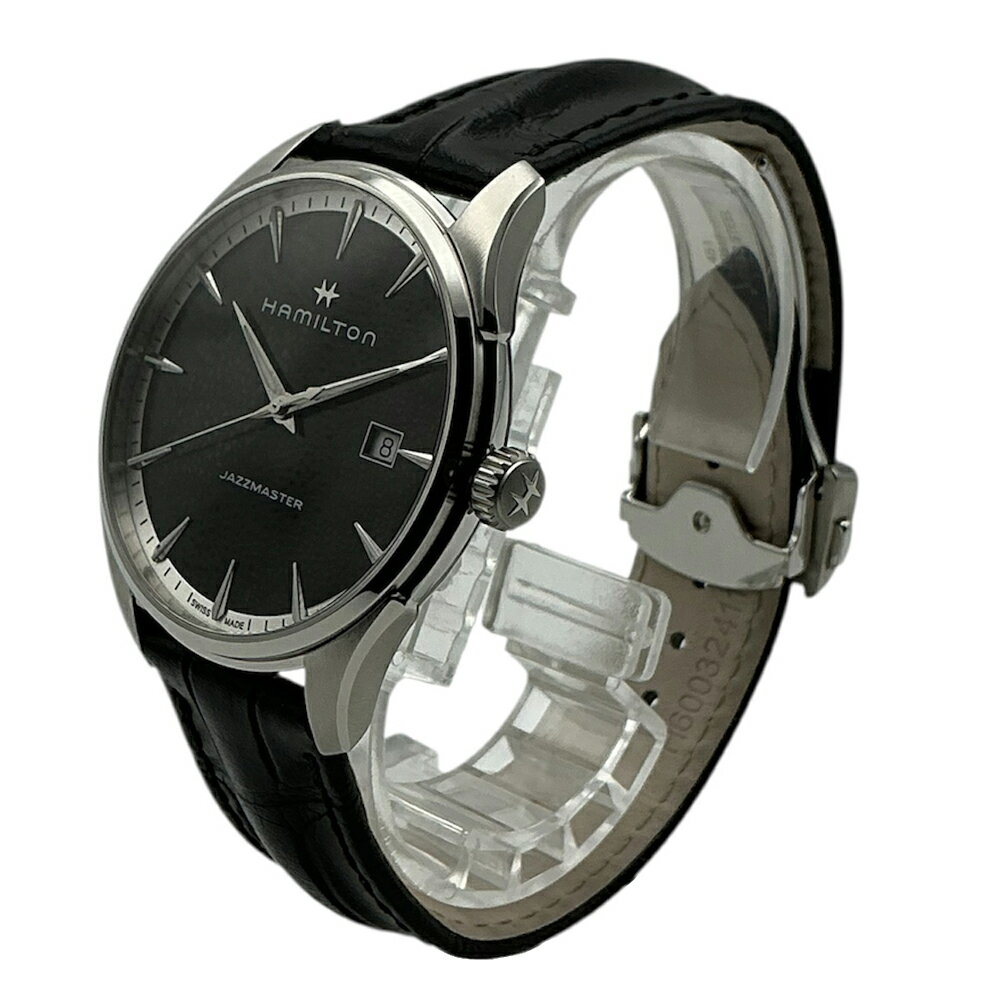 【中古】 HAMILTON (ハミルトン) H32451731 JAZZMASTER ジャズマスターGENT QUARTZ 40mm 50m防水 クオーツ メンズ腕時計 レザーベルト ブラック 【USED-S】