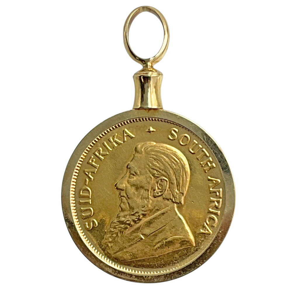 【中古】 K18枠 クルーガーランド コイントップ 1/10oz 金貨 約4.2g K22 ゴールド ペンダント ネックレス コイン メンズレディース【USED...