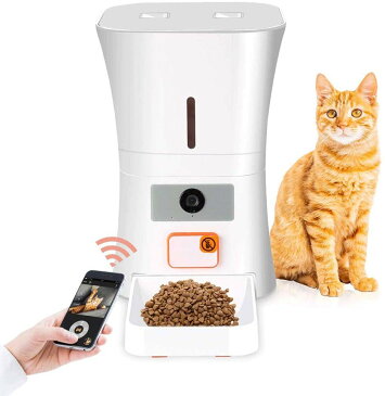 【送料無料】【愛犬・愛猫用】Skymee自動給餌器 Smart feeder（Wi-Fi接続型自動給餌器・ペットカメラ）スマホアプリで遠隔操作 ドッグフード キャットフード 水洗い可能 8L大容量♪ 1日4回設定OK！★電池と電源2WAYタイプ【Skymee（スカイミー） 正規代理店】