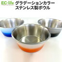 【ペット用食器】グラデーションボウル 3カラー×2サイズ|ペット用品 給水 餌食器 フードボウル フードボール おしゃれ エサ皿 餌皿 おさら サラ エサ入れ 犬用 猫用 すべり止め付き ステンレス S M 熱中症対策