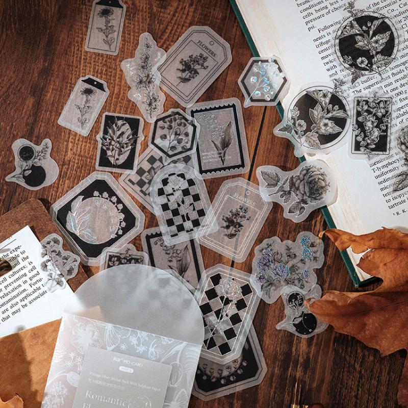 ST011 シール 硫酸紙 フレークシール 和紙 コラージュ 素材 コラージュ シール コラージュシール コラージュ素材 ステッカー 紙もの 手帳 日記 ジャンクジャーナル 海外 紙モノ 紙物