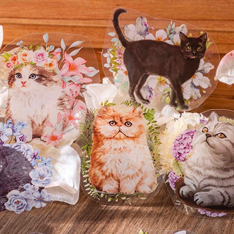 ST055 シール 猫 ねこ ネコ PET コラージュ 素材 コラージュ シール コラージュシール コラージュ素材 ..