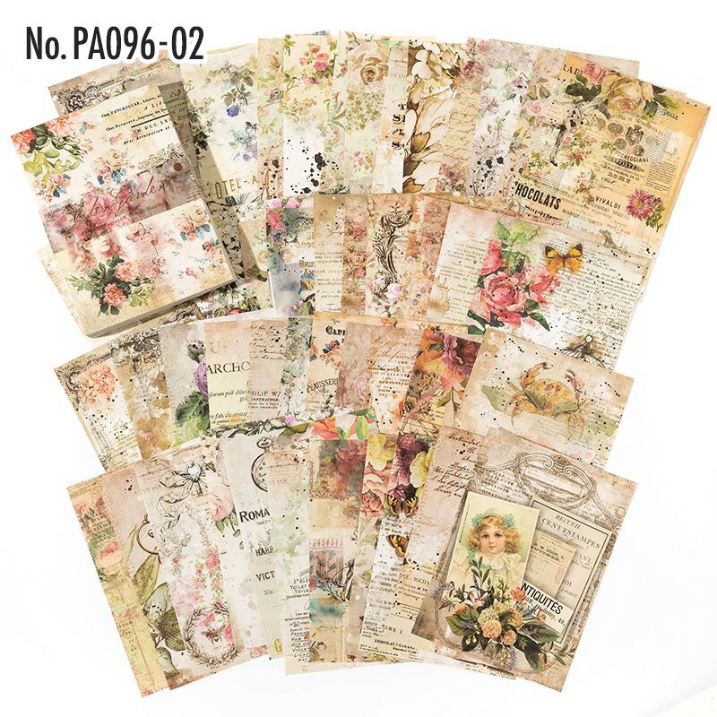 PA096 紙物素材 コラージュ 素材 デザインペーパー 背景紙 紙もの 手帳 日記 ジャンクジャーナル 海外 紙モノ 紙物