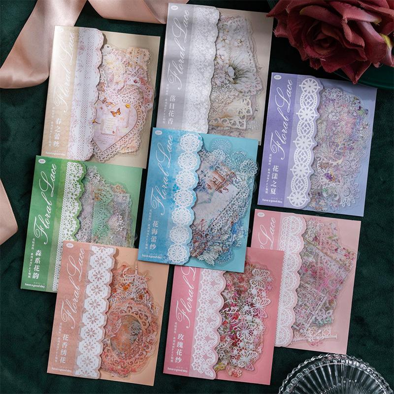 ST126 シール レース フレーム フレークシール PET コラージュ 素材 コラージュ シール コラージュシー..