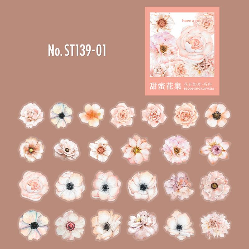 ST139 シール 花 フラワー 紫陽花 アジサイ フレークシール PET コラージュ 素材 ...