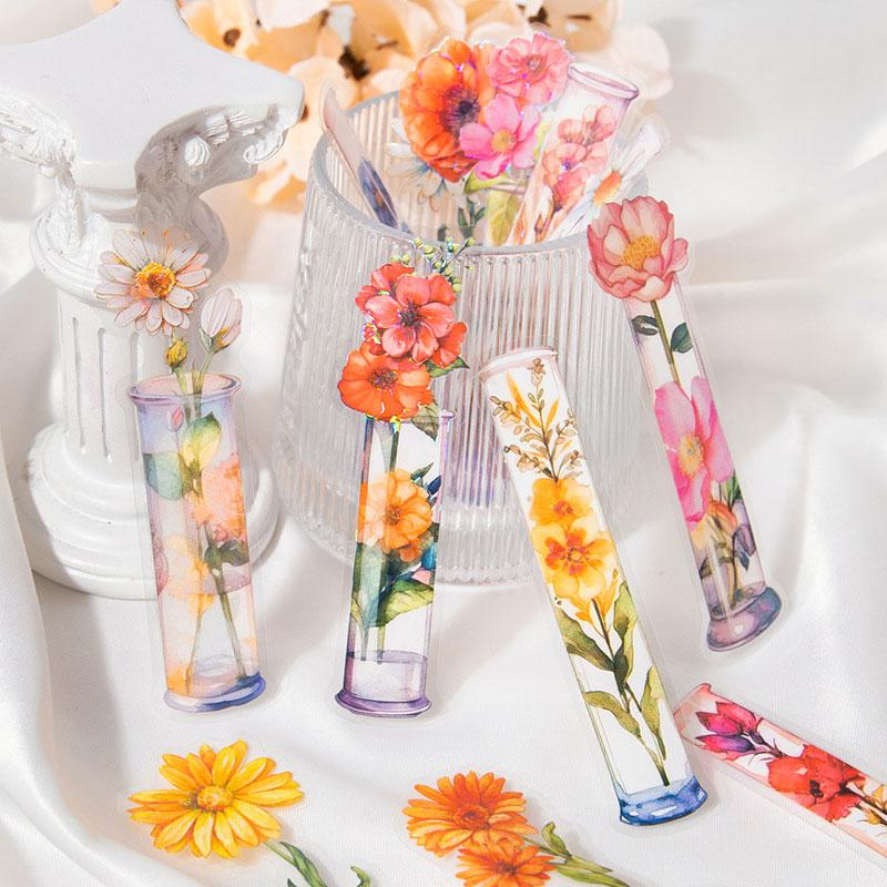 ST242 シール 花 一輪挿し 瓶 フレークシール PET コラージュ 素材 コラージュ シール コラージュシール コラージュ素材 ステッカー 紙もの 手帳 日記 ジャンクジャーナル 海外 紙モノ 紙物のサムネイル