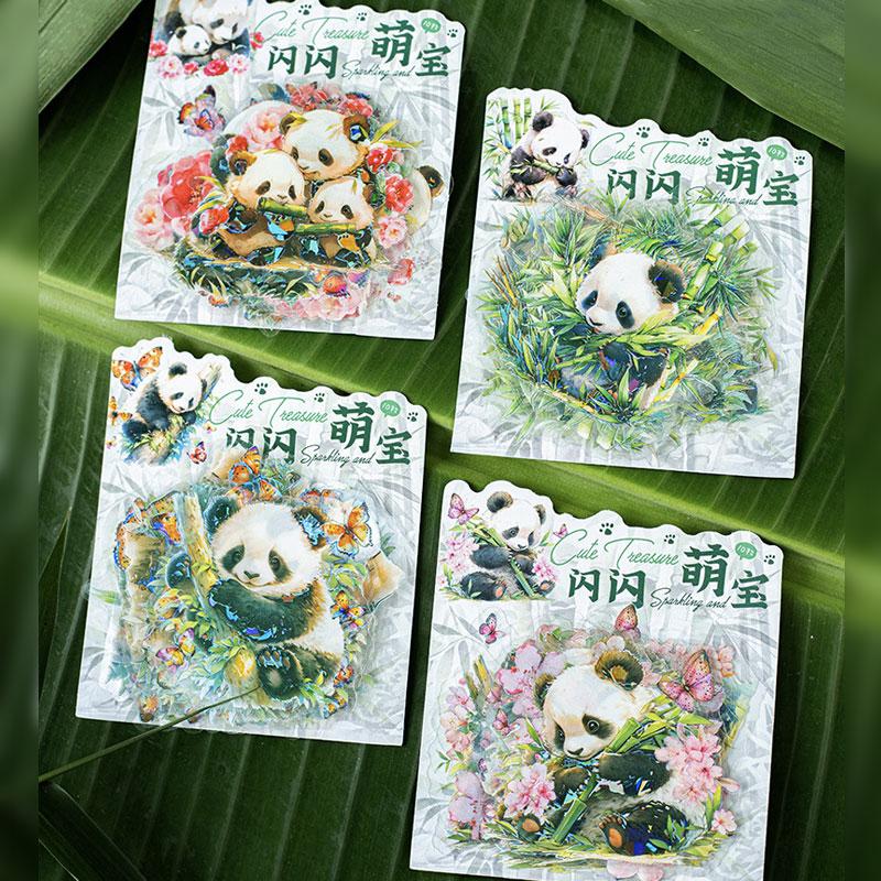 ST268 シール パンダ 熊猫 動物 フレークシール PET コラージュ 素材 コラージュ シール コラージュシ..