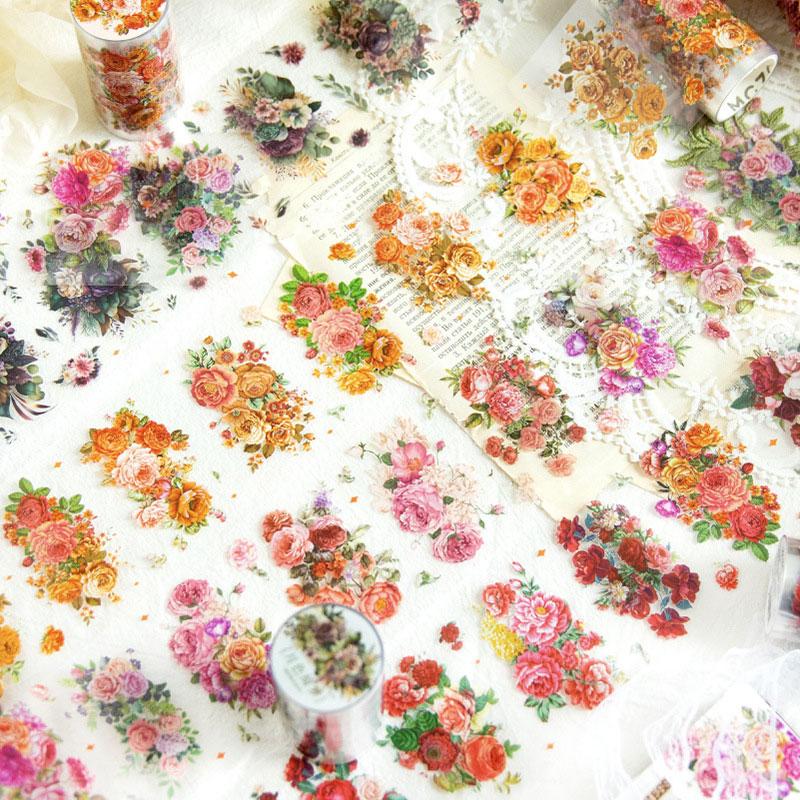 MT318 花 バラ フラワー 薔薇 PET コラージュ 素材 ロールシール コラージュ シール コラージュシール コラージュ素材 紙もの 手帳 日記 ジャンクジャーナル 海外 紙モノ 紙物