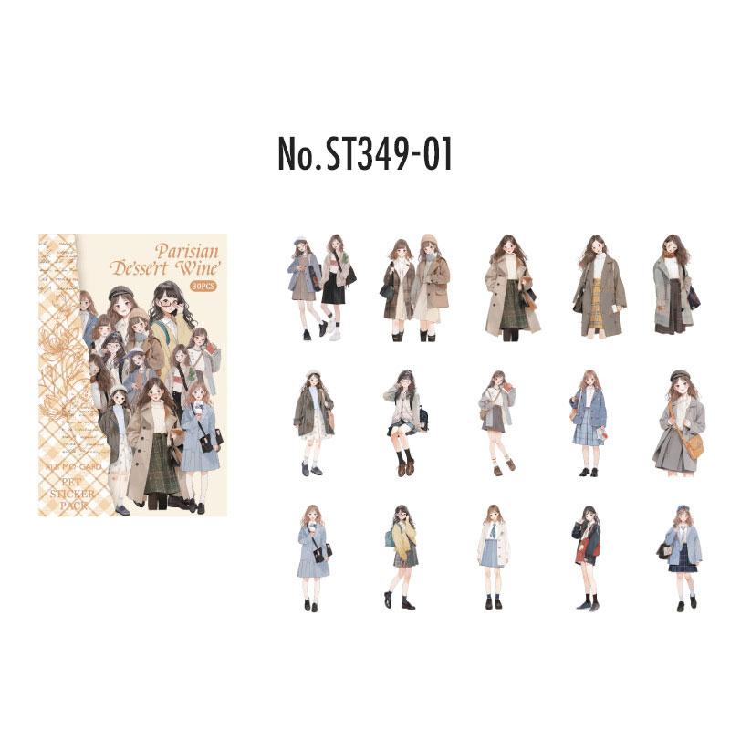 ST349 シール 人物 女の子 女性 フレークシール PET コラージュ 素材 コラージュ ...