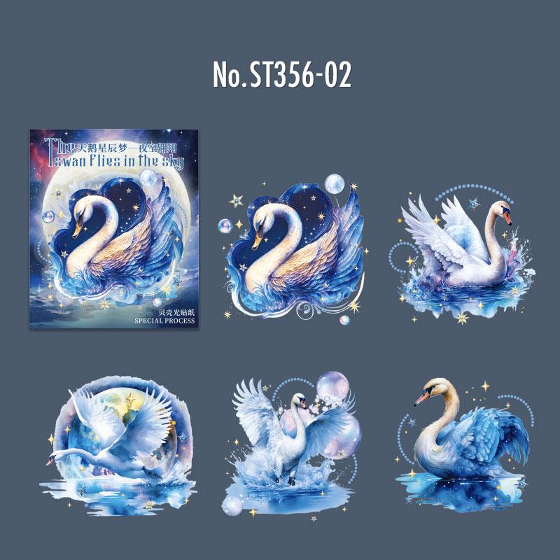 Memento【シールと紙もの素材】のST356 シール 白鳥 スワン 鳥 羽 翼 フレークシール PET コラージュ 素材 コラージュ シール コラージュシール コラージュ素材 ステッカー 紙もの 手帳 日記 ジャンクジャーナル 海外 紙モノ 紙物｜アングル3