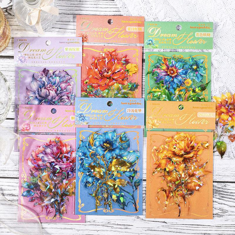 Rakuten - ST370 シール バラ 花 ローズ 薔薇 フレーク シール PET コラージュ 素材 コラージュ シール コラージュシール コラージュ素材 ステッカー 紙もの 手帳 日記 ジャンクジャーナル 海外 紙モノ 紙物