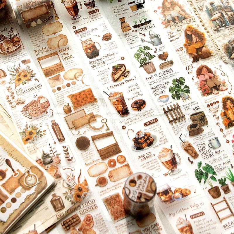 MT409 コーヒー カフェ 観葉植物 女の子 PET コラージュ 素材 マスキングテープ マステ コラージュ シール コラージュシール コラージュ素材 紙もの 手帳 日記 ジャンクジャーナル 海外 紙モノ 紙物