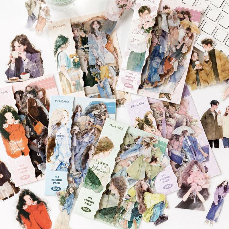 ST430 シール 人物 女性 男性 女の子 フレークシール PET コラージュ 素材 コラージュ シール コラージュシール コラージュ素材 ステッカー 紙もの 手帳 日記 ジャンクジャーナル 海外 紙モノ 紙物