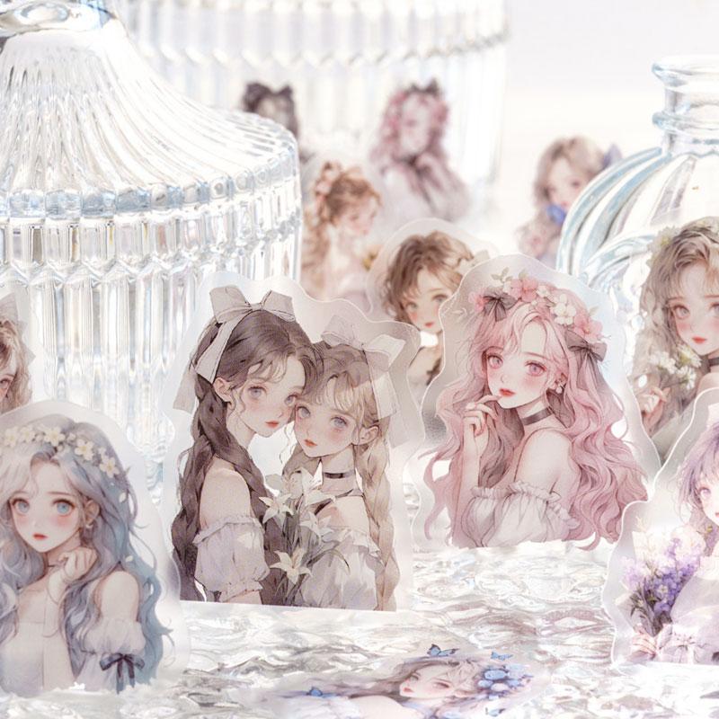 ST431 シール 人物 女性 女の子 フレークシール PET コラージュ 素材 コラージュ シール コラージュシール コラージュ素材 ステッカー 紙もの 手帳 日記 ジャンクジャーナル 海外 紙モノ 紙物