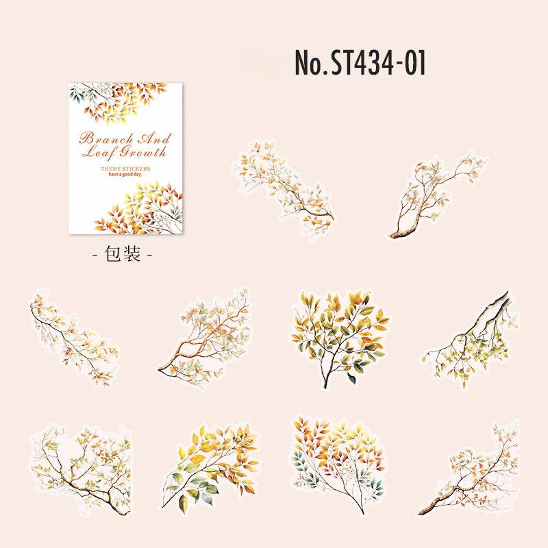 ST434 シール 花 桜 新芽 枝 木 フレークシール PET コラージュ 素材 コラージュ ...