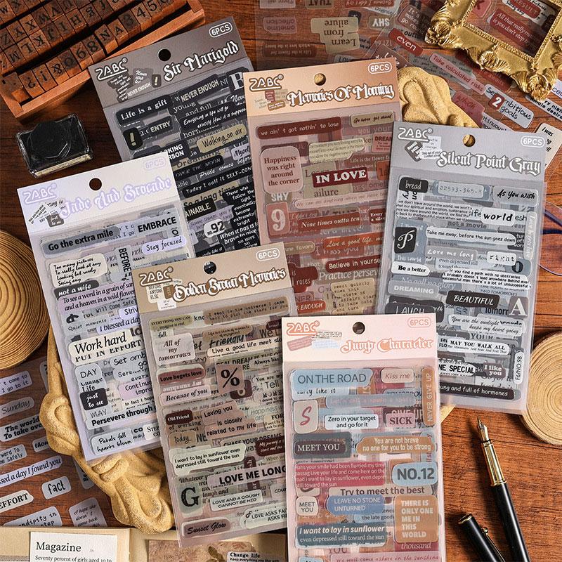 ST528 シール 英語 フレーズ 英字 アルファベット 英単語 フレークシール PET コラージュ 素材 コラー..