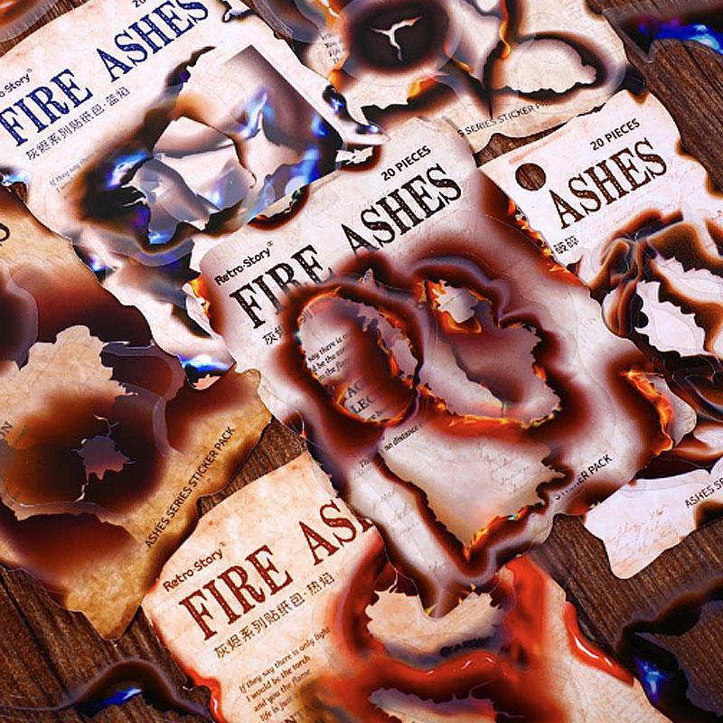 ST630 燃え跡 火 炎 燃える 焦げ コゲ 焼け跡 PET コラージュ素材 シール コラージュシール ステッカー 手帳 デコ 日記 ジャンクジャーナル アンティーク ヴィンテージ レトロ 海外 紙物 紙もの素材