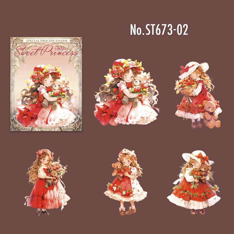 ST673 人物 女の子 女性 ドレス プリンセス PET コラージュ素材 コラージュ シール...