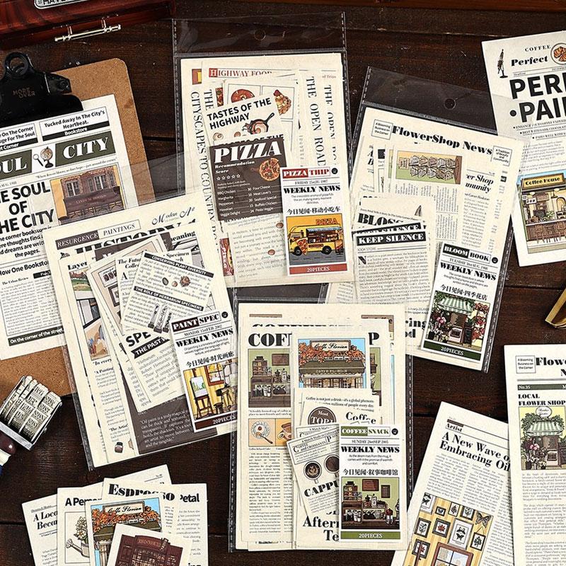 PA691 新聞 チラシ 雑誌 英文 英字 コーヒー カフェ 珈琲 喫茶店 コラージュ 素材 紙物素材 デザインペ..