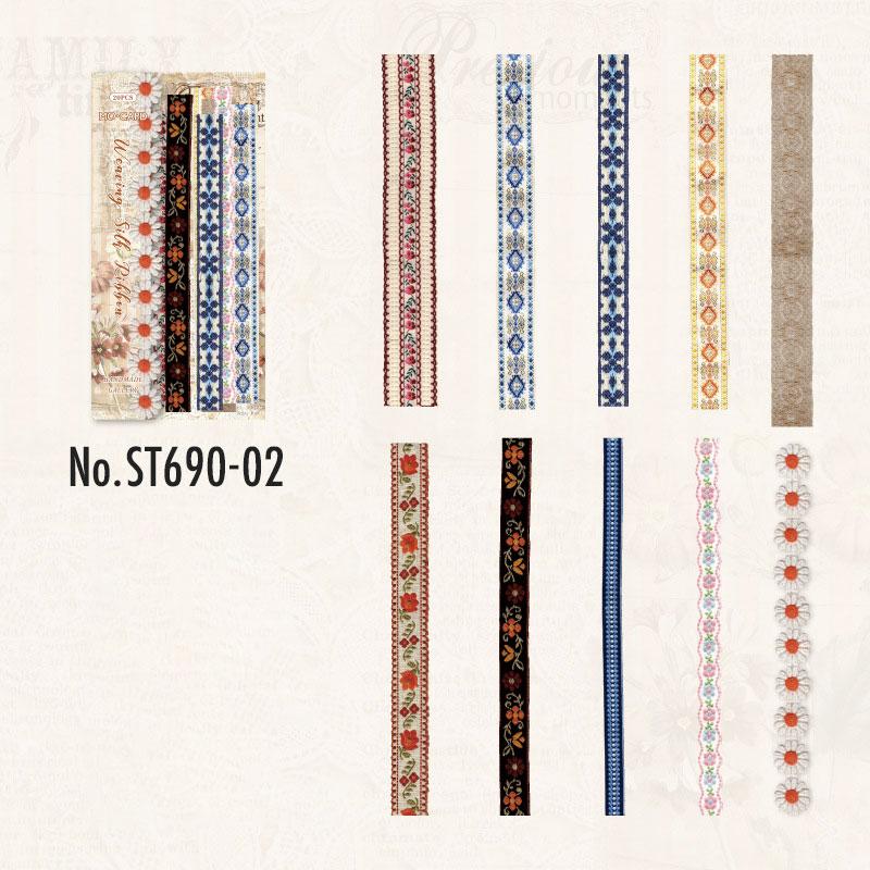 ST690 リボン 刺繍 レース 布テープ 花柄 裁縫 洋裁 コラージュ素材 コラージュ シ...