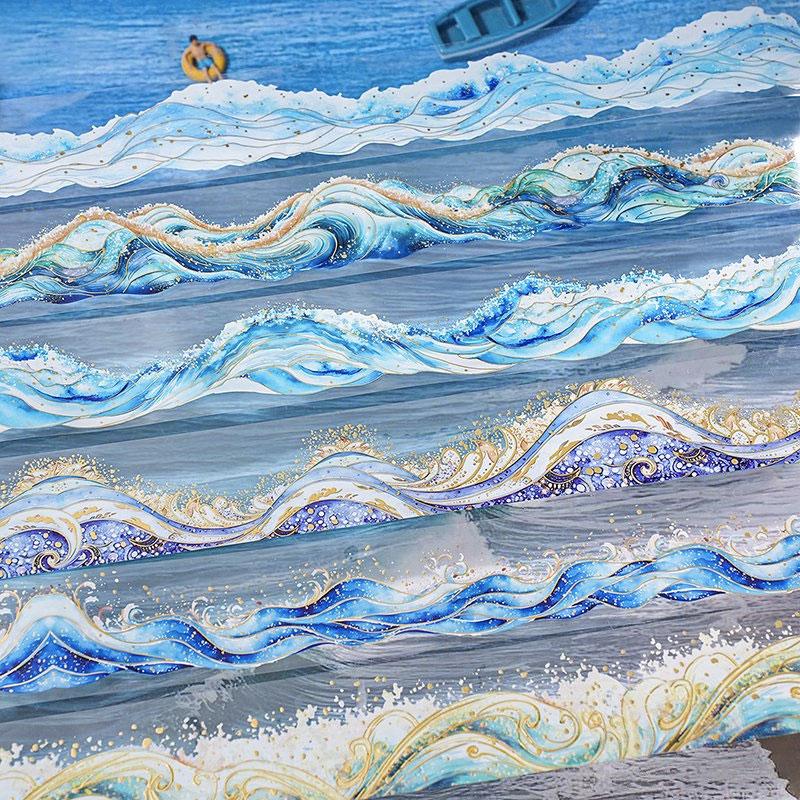 MT701 夏休み 海水浴 海 波 海岸 海辺 水流 水面 マステ ロールシール コラージュ素材 コラージュ シー..