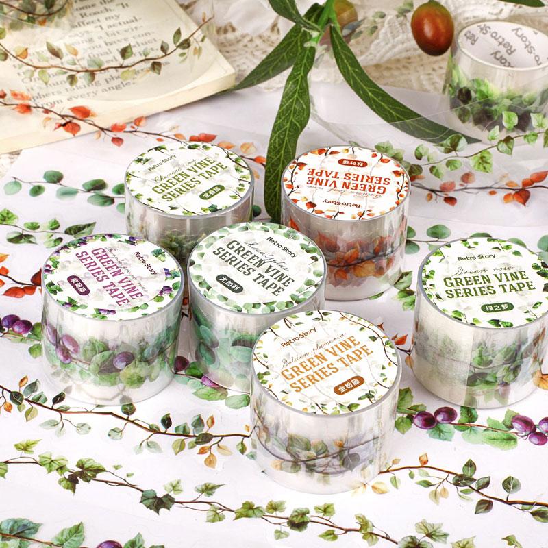 MT706 植物 葉っぱ 蔦 蔓 ツタ ツル ブドウ 装飾 飾り 観葉植物 マステ ロールシール コラージュ素材 コラージュ シール 紙もの 手帳 日記 海外 紙モノ 紙物