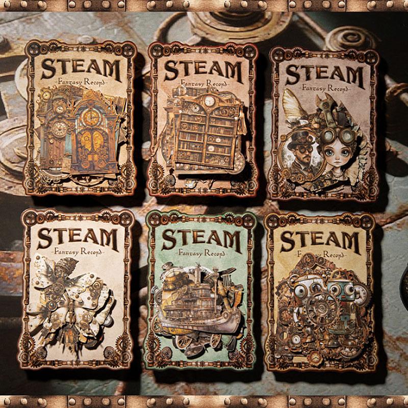 ST740 歯車 スチームパンク 人物 扉 ドア 機関車 蒸気船 飛行船 蝶 昆虫 コラージュ素材 コラージュ シール ステッカー 紙もの 手帳 日記 海外 紙モノ 紙物