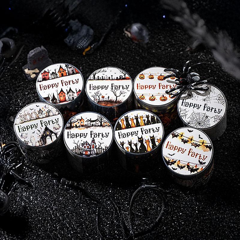 MT753 ハロウィン お化け 幽霊 墓地 ネコ クモ 蜘蛛の巣 カボチャ マステ ロールシール コラージュ素材..