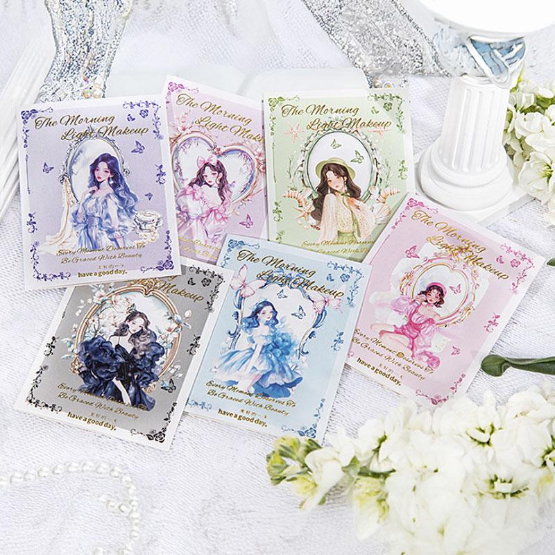 ST776 人物 女性 女の子 鏡 ミラー 手鏡 ドレス かわいい コラージュ素材 コラージュ シール ステッカ..