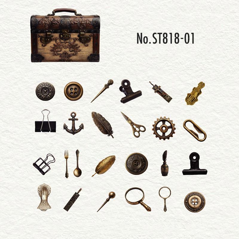 Memento【シールと紙もの素材】のST818 金具 クリップ アンティーク ヴィンテージ 装飾 飾り コラージュ素材 コラージュ シール ステッカー 紙もの 手帳 日記 海外 紙モノ 紙物｜アングル2