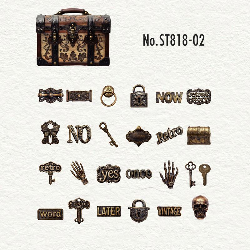 Memento【シールと紙もの素材】のST818 金具 クリップ アンティーク ヴィンテージ 装飾 飾り コラージュ素材 コラージュ シール ステッカー 紙もの 手帳 日記 海外 紙モノ 紙物｜アングル3