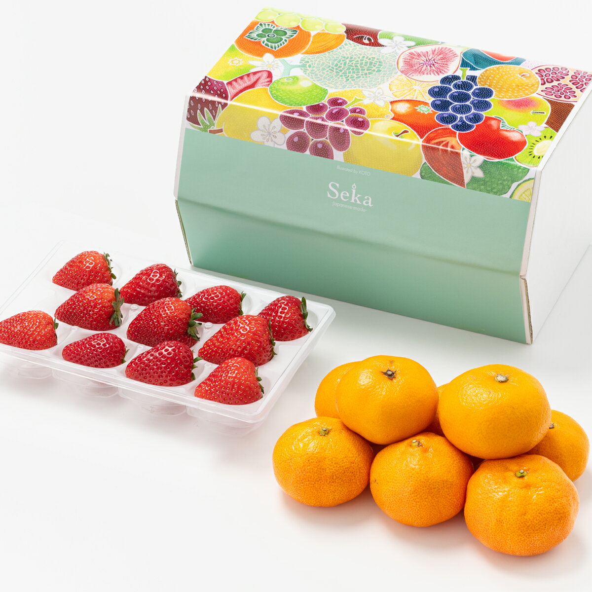 [贈答用]国産いちご（1パック）とみかん（8玉） フルーツ詰め合わせ フルーツギフト 詰め合わせ ギフト フルーツ くだもの 果物 いちご 苺 イチゴ みかん 国産 旬 おしゃれ かわいい 贈答 御礼 御祝 内祝 内祝い 御供 供物 お供え お見舞い 御見舞 誕生日 プレゼント セット