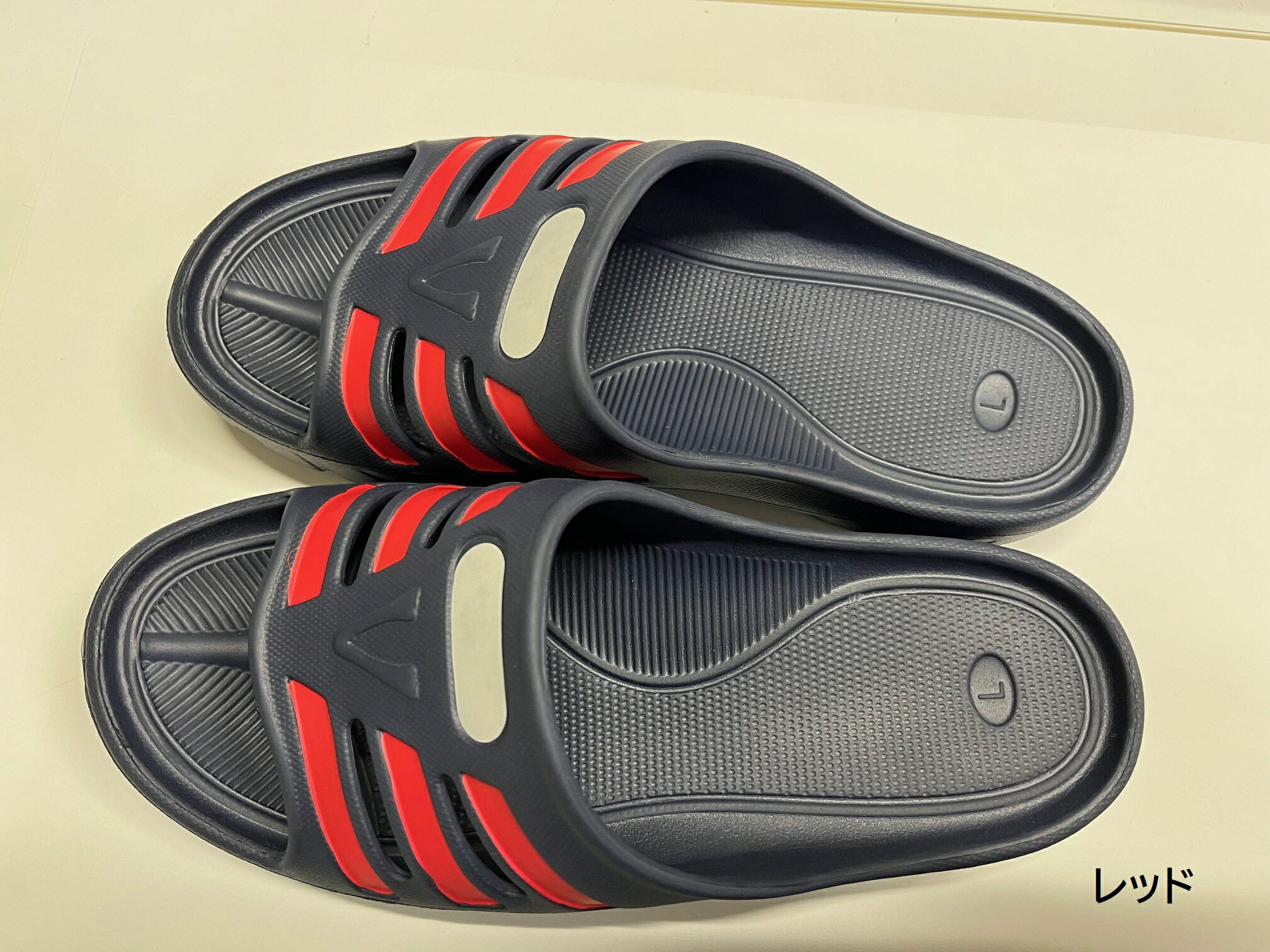 在庫限り！　学校　指定　スリッパ　Vサンダル　ネイビー×レッド　ネーム記入可能(白帯あり)　ユニセッ..
