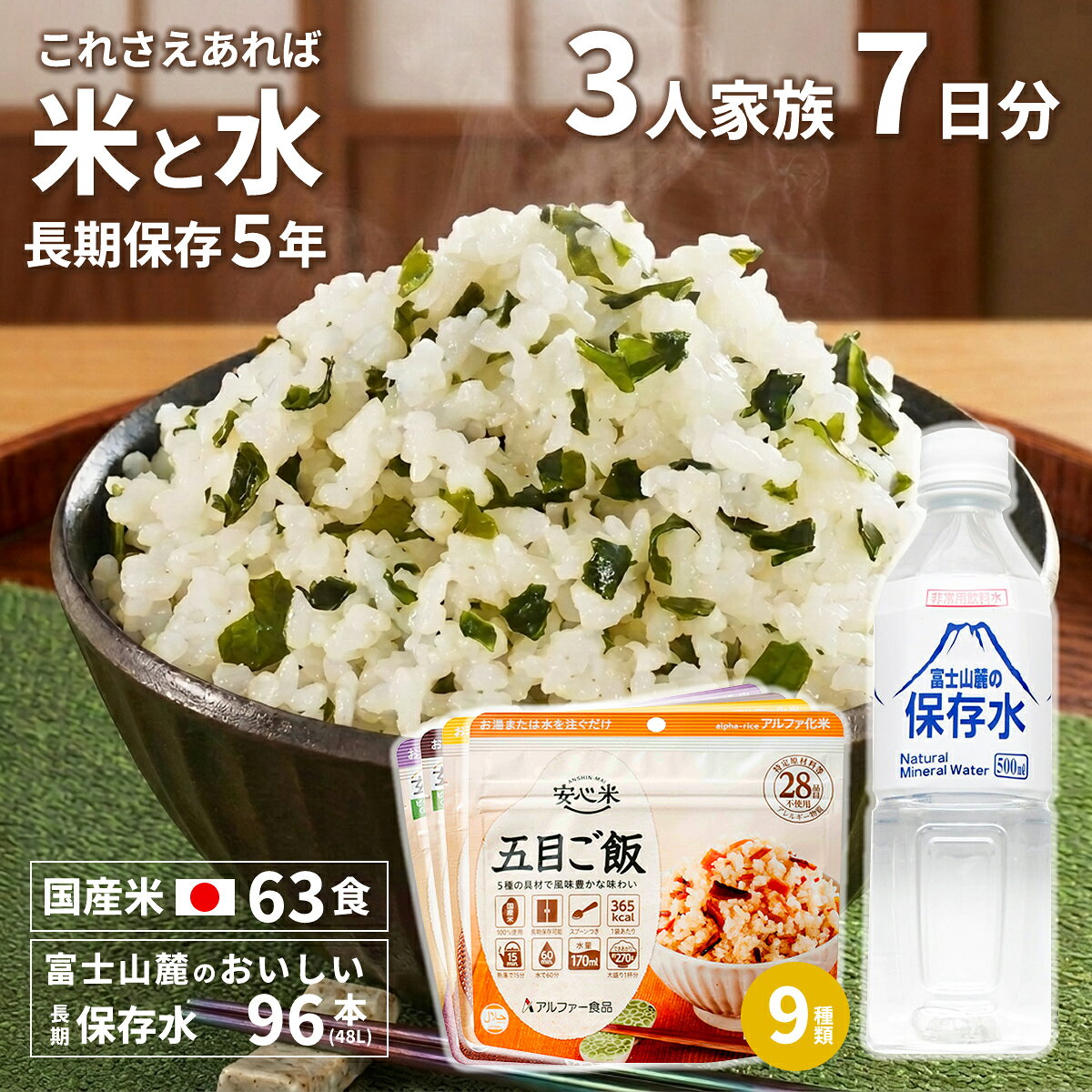 これさえあれば米と水保存米63食＋...