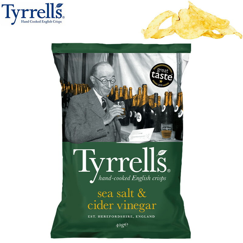 Tyrrell's ティレル ポテトチップス シーソルト＆サイダービネガー 46g リンゴ酢 海塩 酸味 お酢 酸っぱい ポテチ イギリスみやげ イギ..