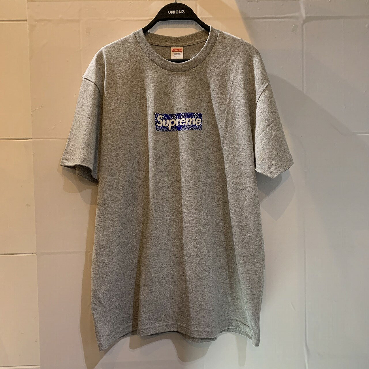 Supreme 19aw BANDANA BOX LOGO TEE Lサイズ グレー シュプリーム バンダナ ボックスロゴ南堀江店【中古】