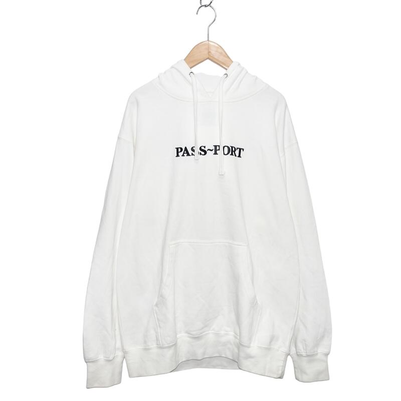 PASS-PORT LOGO HOODIE WHITE SIZE L パスポート ロゴ パーカー プルオーバー フーディー ホワイト 大名店【中古】