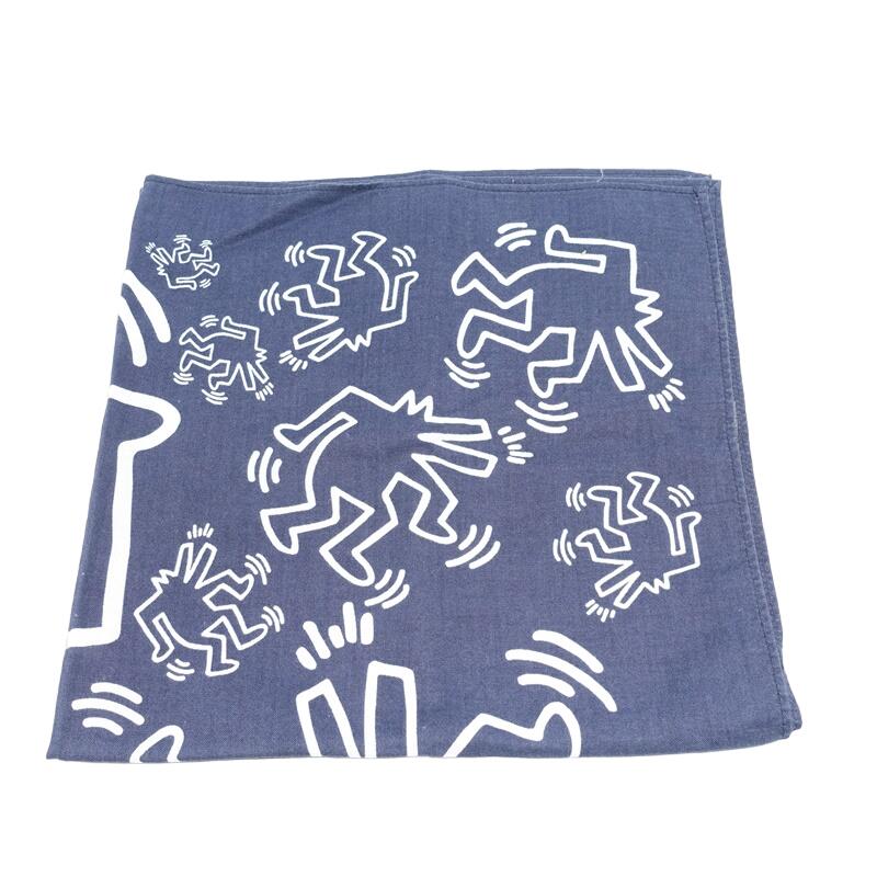 KEITH HARING BANDANA キースへリング コットン バンダナ ネイビー 大名店【中古】