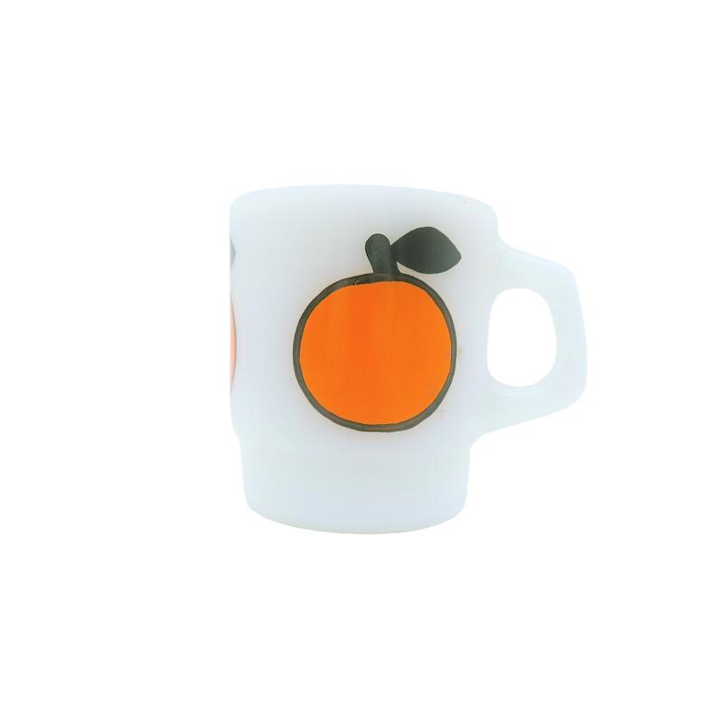 Fire-King Vintage 60s ORANGE MUG WHITE ファイヤーキング ヴィンテージ ビンテージ オレンジ マグカップ 大名店【中古】