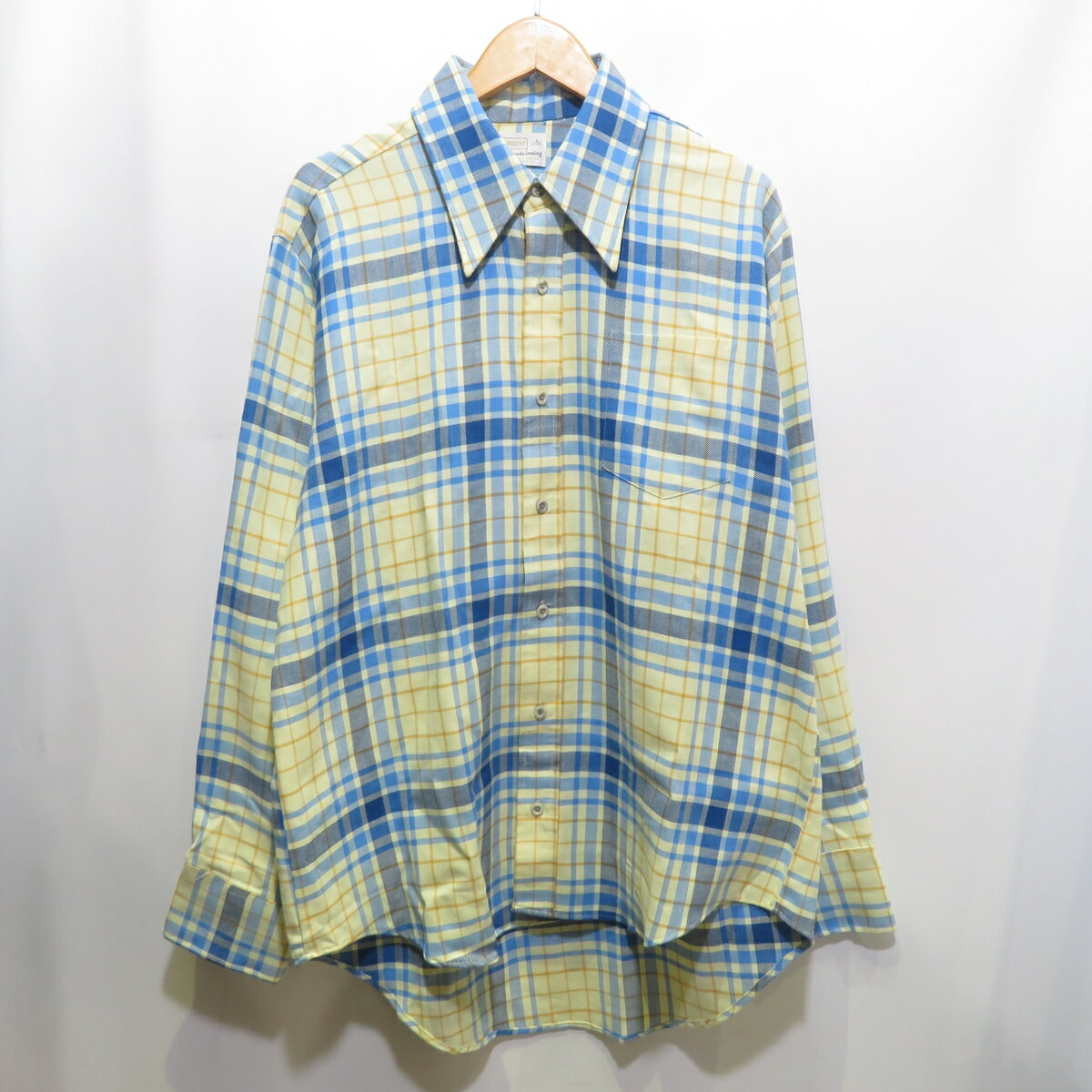 70's BRENT CHECK RAYON SHIRT Size L ブレント レーヨン チェック シャツ 大名店【中古】