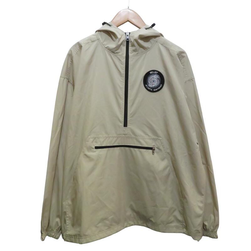 Rakuten - BELIEF ANORAK JACKET BEIGE SIZE M ビリーフ ロゴ アノラック ジャケット フーディー パーカー ベージュ 大名店【中古】
