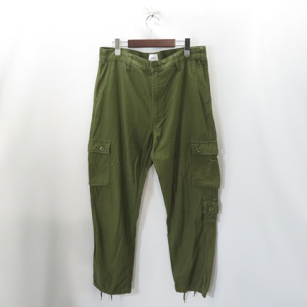 商品詳細コットン カーゴ トラウザーパンツになります。■ブランド：WTAPS■品番：172GWDT-PTM01■カラー：OLIVE■状態：良好品。■付属品：無し■サイズ(約cm)：メジャー採寸の為、若干の誤差が生じる場合がございます。SIZEウエストモモ幅すそ幅股上股下38834203477ご注意●お色味について、極力実物に近くなるよう撮影を心掛けておりますが、ご使用のモニター環境等により、実際のお色味と多少異なる場合がございます。●商品チェックについて、確認には、細心の注意を払っておりますが、初期傷や劣化、保管時の小傷等がある場合がございます。 あくまでもUSED品となっておりますので神経質な方のご購入はお控え下さい。●当店の商品は実店舗でも販売しております。お買い上げ頂いた商品が品切れになってしまう場合がございます。ご迷惑をおかけ致しますが、予めご了承ください。●返品・交換について、不良品以外の返品、交換はお受け致しかねますので サイズ、状態などよくお確かめの上、ご購入下さい。この商品のお問い合わせ先UNION3 大名店■ 福岡県福岡市中央区大名1丁目10番20号ベイシック大名1F■ 092-737-8997