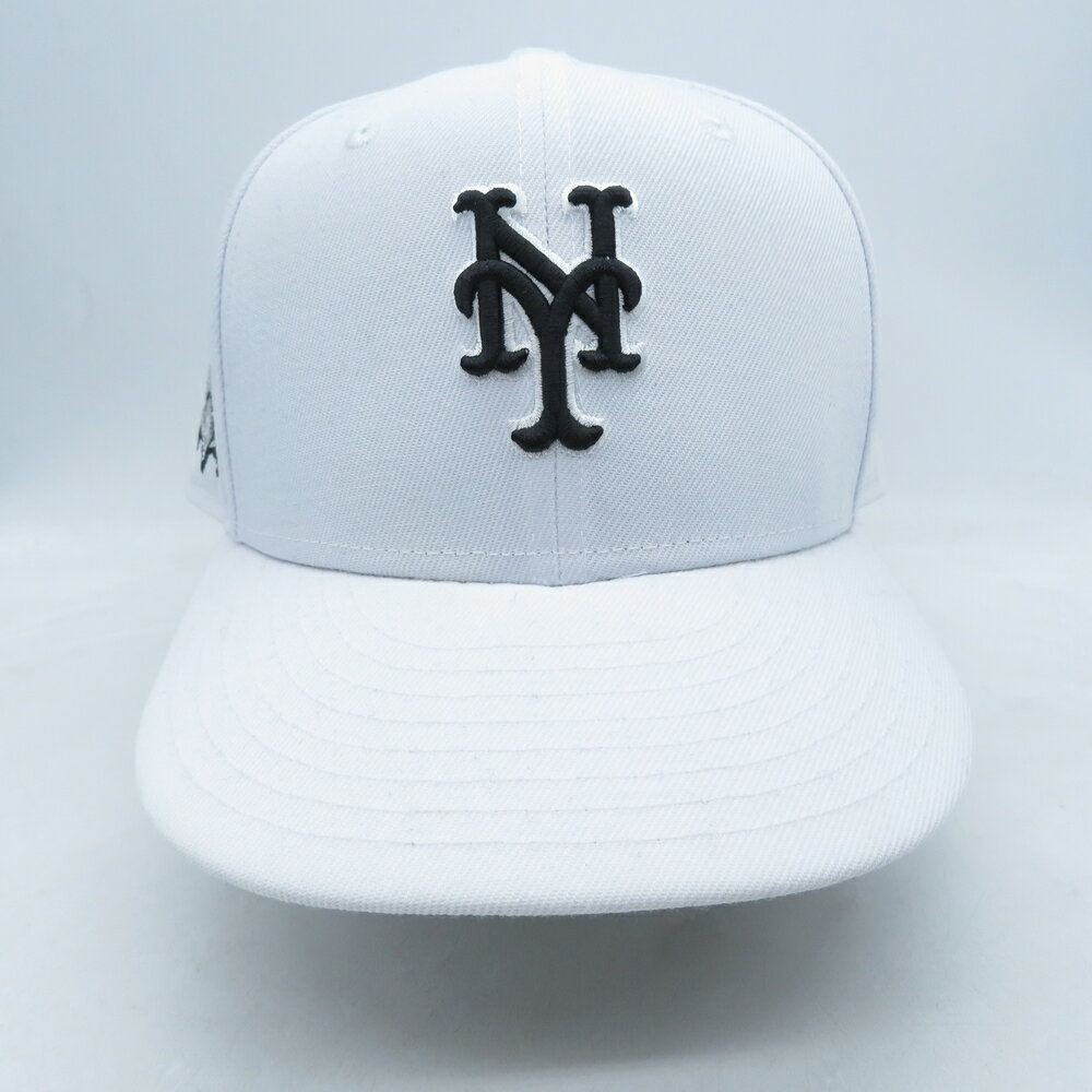 NEW ERA METS 59FIFTY CAP WHITE Size-7 5/8 cm ニューエラ メッツ ロゴ キャップ ホワイト 帽子 大名店【中古】