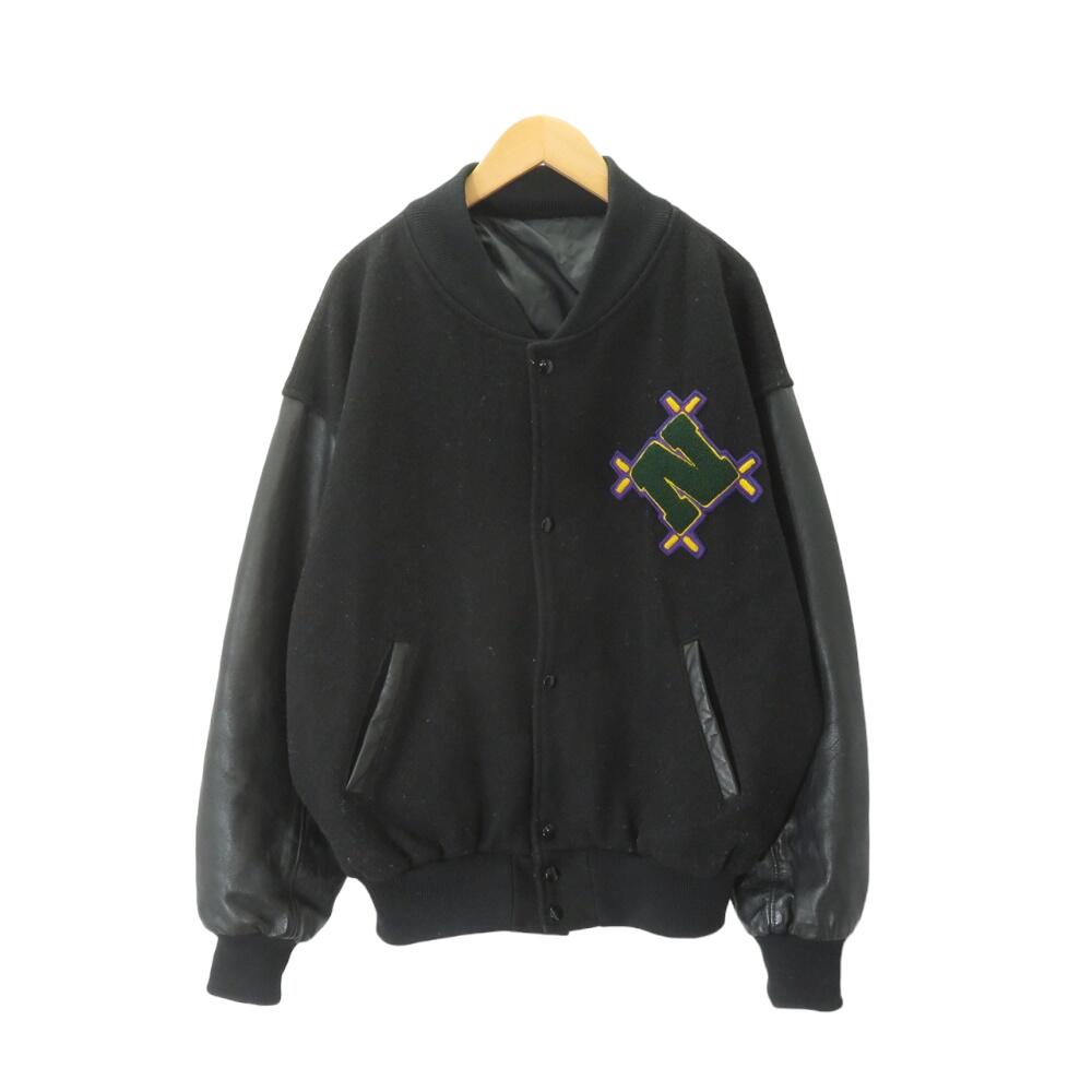 80s TM ATHLETICS JUMPER スタジャン ヴィンテージ ティーエムアスレチック レザー ウール ジャケット 大名店【中古】