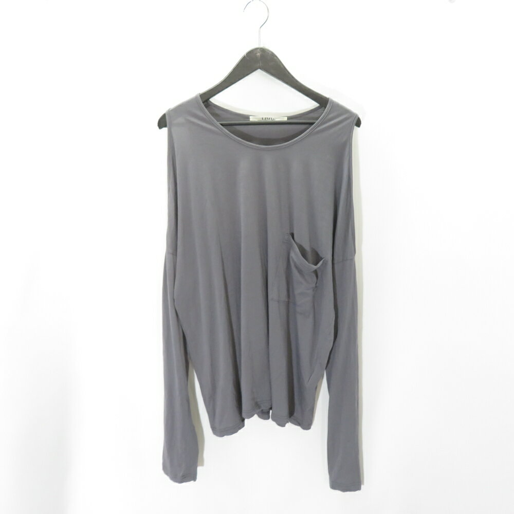 LIMI FEU PLAIN STITCH SHOULDER OPEN T Size-2 リミフゥ オープン ショルダー Tシャツ グレー 大名店【中古】