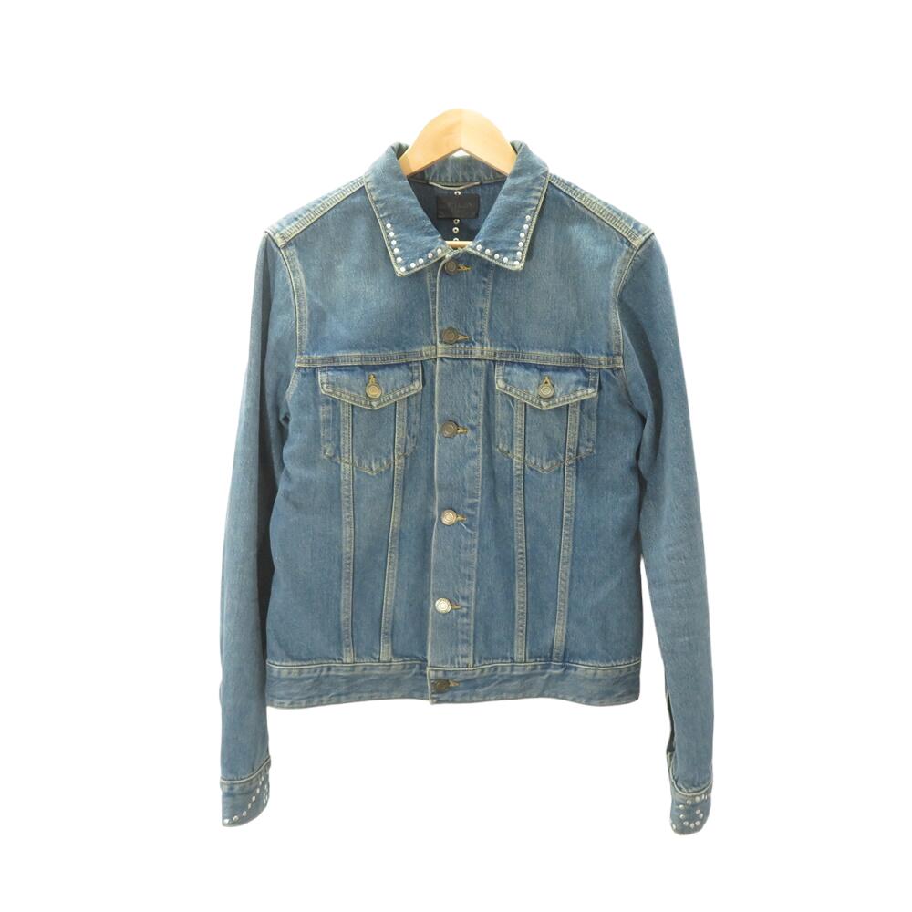 SAINT LAURENT PARIS 15ss SPANGLE &STUDDS DENIM JACKET Size-S サンローラン パリ スタッズ デニム トラッカー ジャケット 大名店【中古】