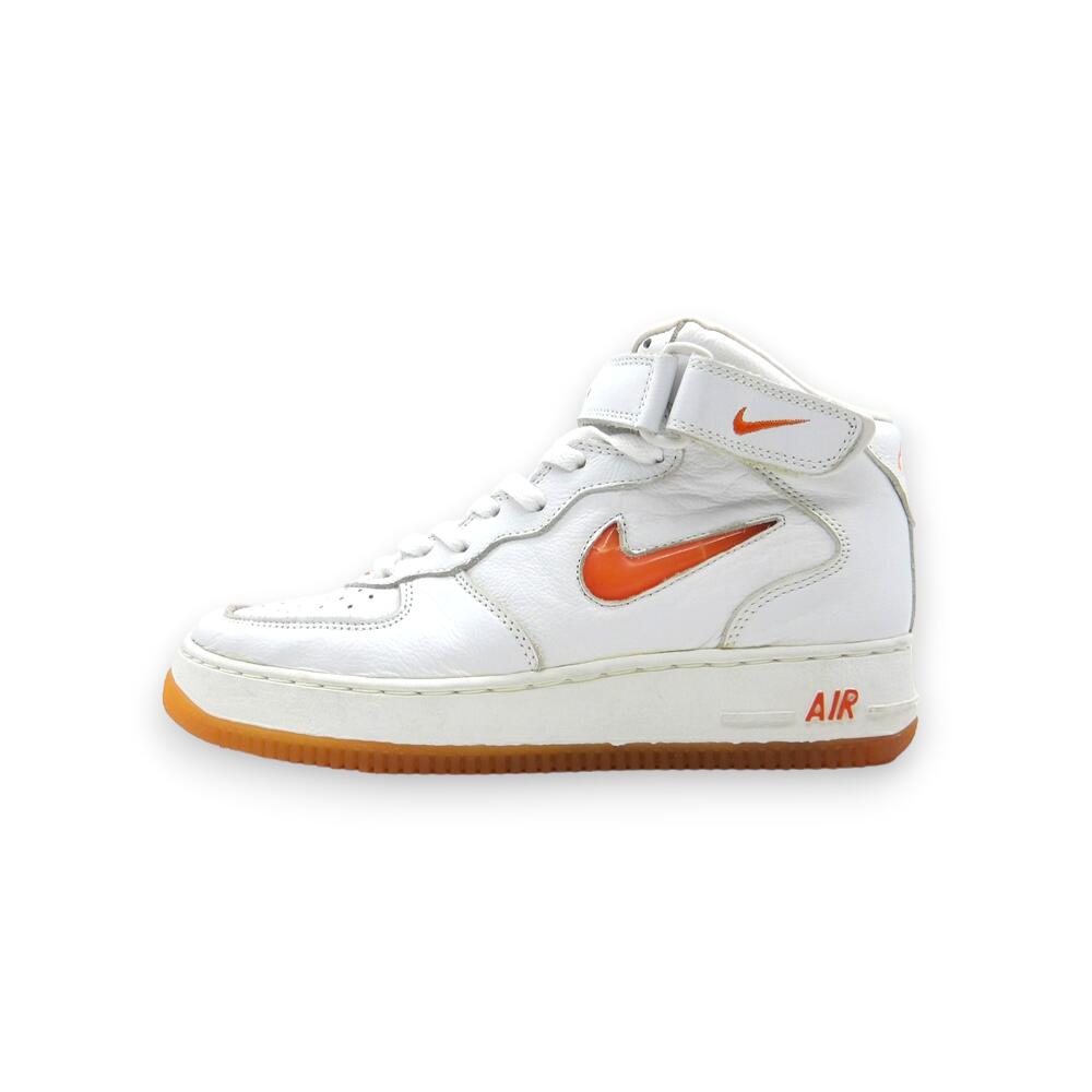Rakuten - NIKE 2000 AIR FORCE 1 MID JEWEL WHITE&ORANGE Size-27 630125-186 ナイキ エアフォースワン ミッド ジェル スニーカー 大名店【中古】
