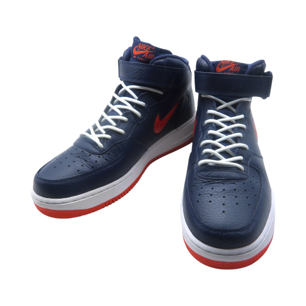 NIKE 2012 AIR FORCE 1 MID NYC JWEL MIDNIGHT NAVY/TEAM ORANGE サイズ27.0cm 315123-402 箱有 ナイキ エア フォース ワン ミッド エヌワイシー ジュエル スニーカー 大名店【中古】