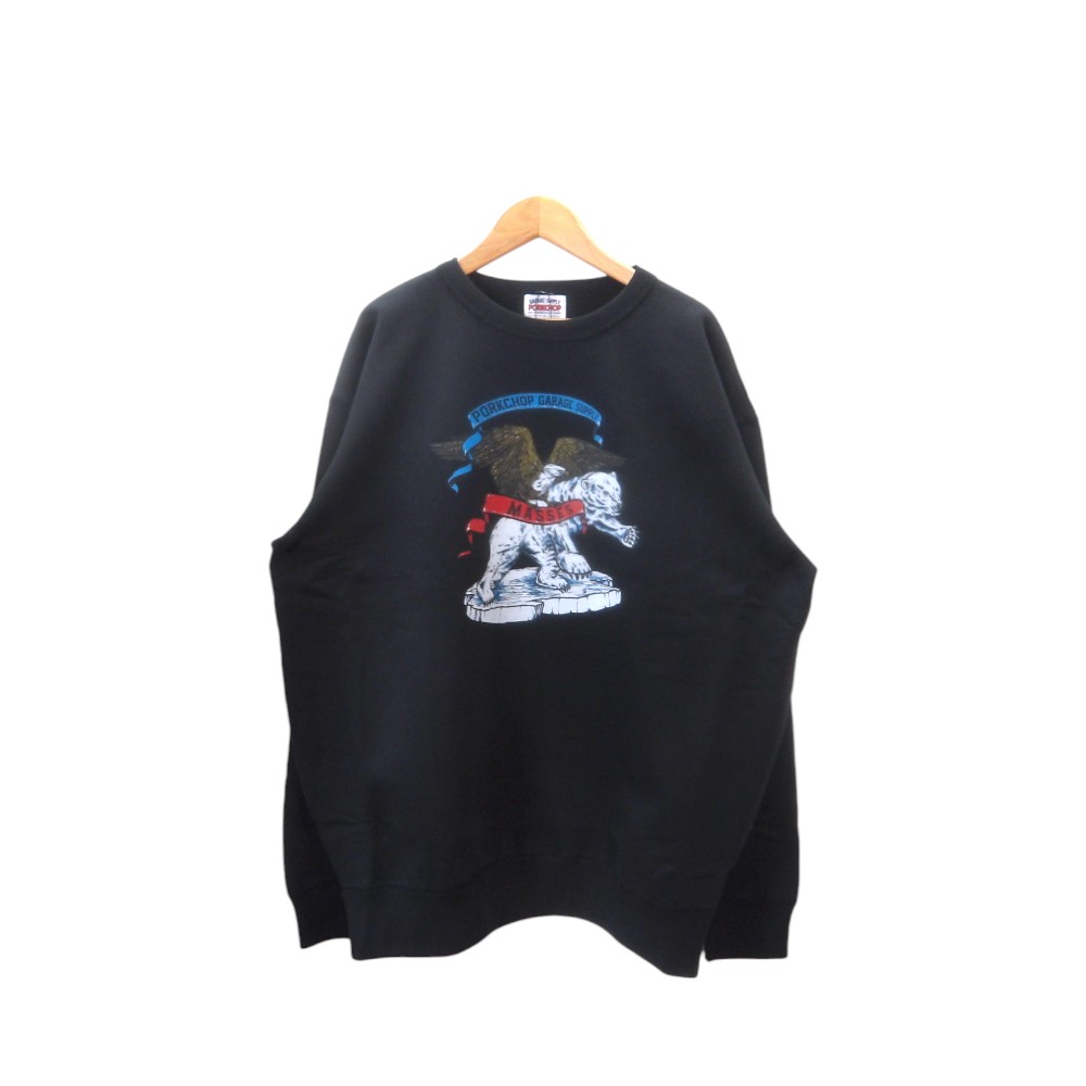 MASSES×PORKCHOP SWEAT CREW POLABEAR BLACK サイズL マシス×ポークチョップ スウェット クルー ネック..